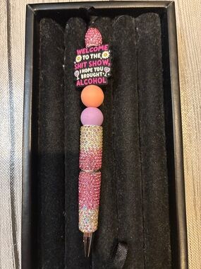 Rhinestone beaded Pen with Silicone Beads